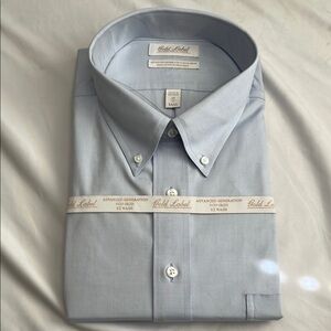 Blue Dress Shirt with Button-Down Collar